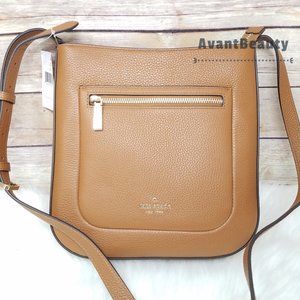 kate Spade New York Leila Top Zipper Crossbody Ginger Brown Large Front Zipper